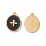 20pcs Stainless Steel Oval with Cross Enamel Pendants for DIY Jewelry