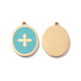 20pcs Stainless Steel Oval with Cross Enamel Pendants for DIY Jewelry