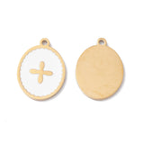 20pcs Stainless Steel Oval with Cross Enamel Pendants for DIY Jewelry