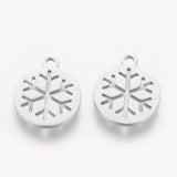 20pcs 304 Stainless Steel Snowflake Charms for DIY Jewelry Making, 14x12x1mm