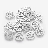 20pcs 304 Stainless Steel Snowflake Charms for DIY Jewelry Making, 14x12x1mm