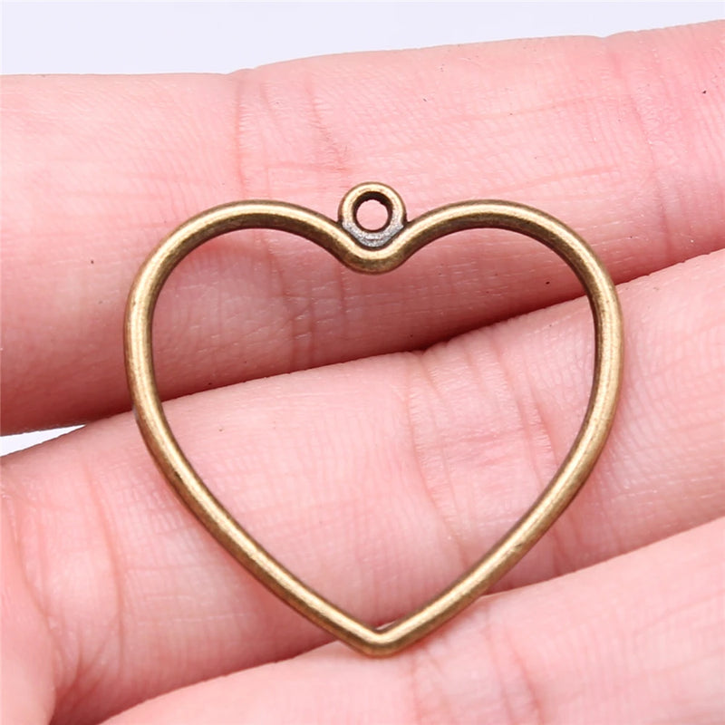 20pcs Heart Charms for Jewelry Making Antique Silver Bronze Plate