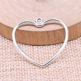 20pcs Heart Charms for Jewelry Making Antique Silver Bronze Plate