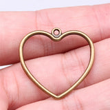 20pcs Heart Charms for Jewelry Making Antique Silver Bronze Plate