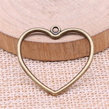 20pcs Heart Charms for Jewelry Making Antique Silver Bronze Plate