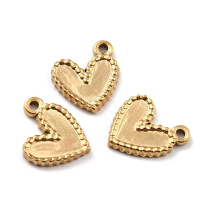 20pcs Surgical Stainless Steel Heart Pendants for Jewelry Making 12x10x1.5mm