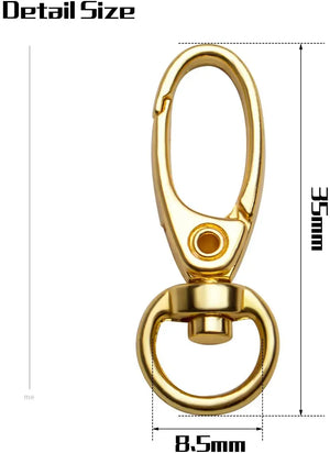 20pcs 35mm Plated Swivel Trigger Clips Metal Keyring Clasps Snap Hooks