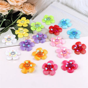 20pcs 35mm Sequined Flower Wedding Party Dress DIY Crafts Sewing Appliques
