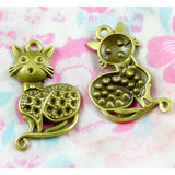 20pcs Antique Bronze Plated Vintage Cat Charms Pendants
