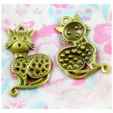 20pcs Antique Bronze Plated Vintage Cat Charms Pendants