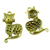 20pcs Antique Bronze Plated Vintage Cat Charms Pendants