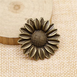 20pcs 37mm Sunflower Pendant Charm Antique Silver Pendants