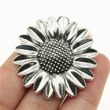 20pcs 37mm Sunflower Pendant Charm Antique Silver Pendants