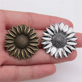 20pcs 37mm Sunflower Pendant Charm Antique Silver Pendants