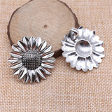 20pcs 37mm Sunflower Pendant Charm Antique Silver Pendants