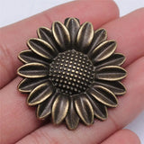 20pcs 37mm Sunflower Pendant Charm Antique Silver Pendants