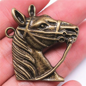 20pcs Horse Head Charm Jewelry Making Antique Silver Bronze 37x36mm