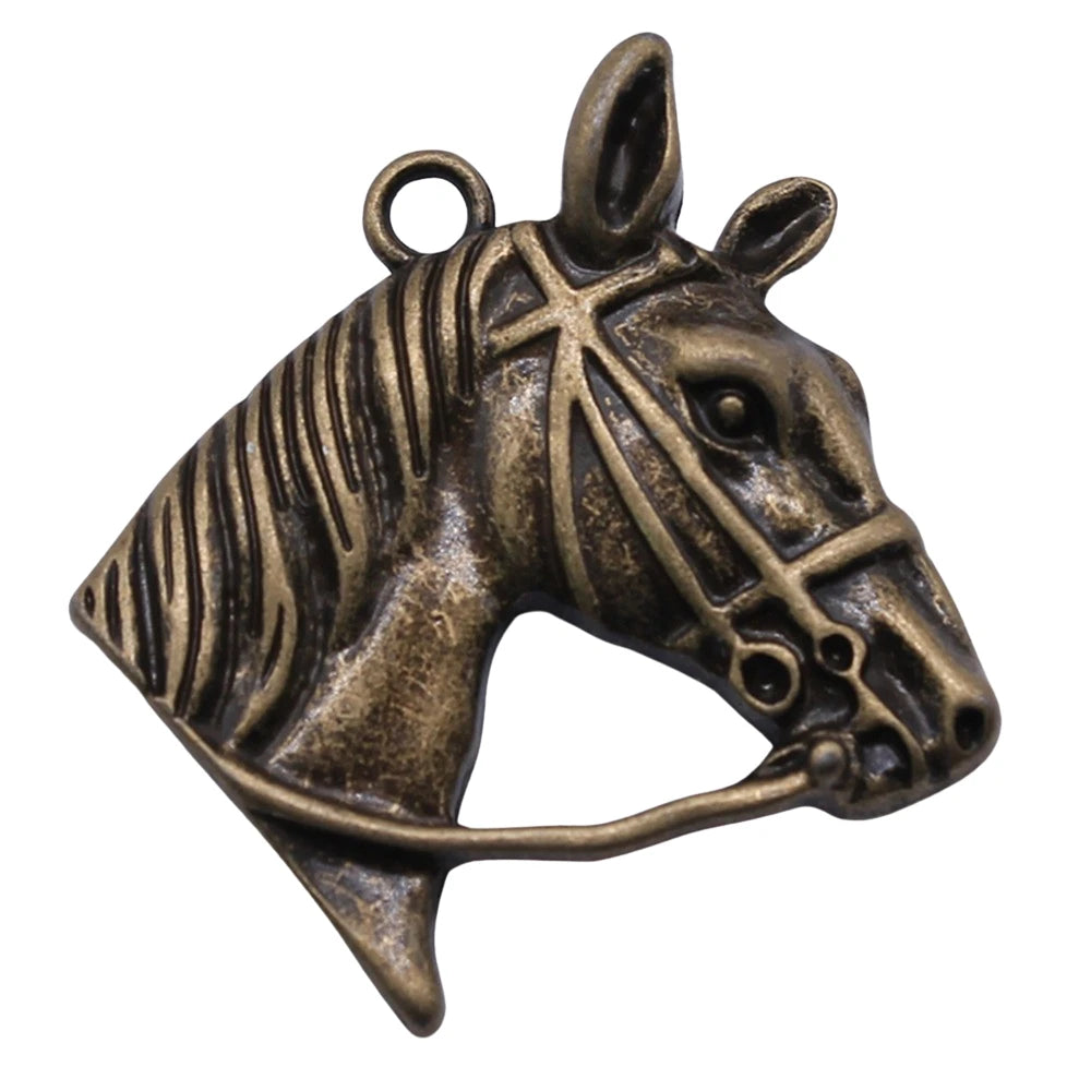 20pcs Horse Head Charm Jewelry Making Antique Silver Bronze 37x36mm