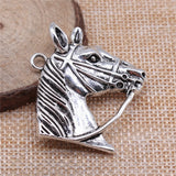 20pcs Horse Head Charm Jewelry Making Antique Silver Bronze 37x36mm