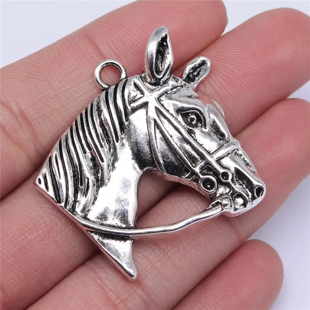 20pcs Horse Head Charm Jewelry Making Antique Silver Bronze 37x36mm