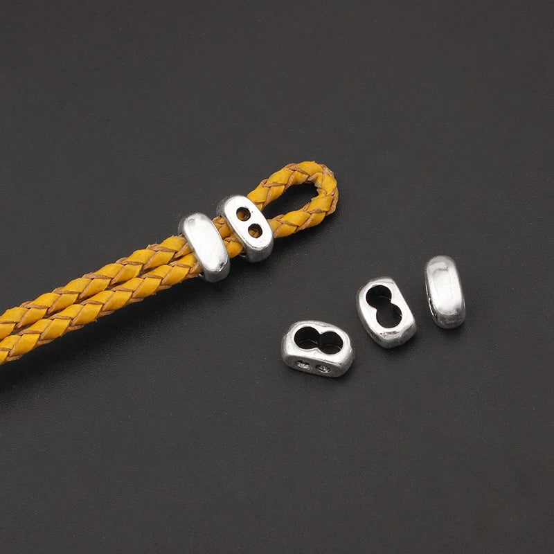 20pcs Double Holes Barrel Slider Spacers for 3/4mm Leather Cord Jewelry