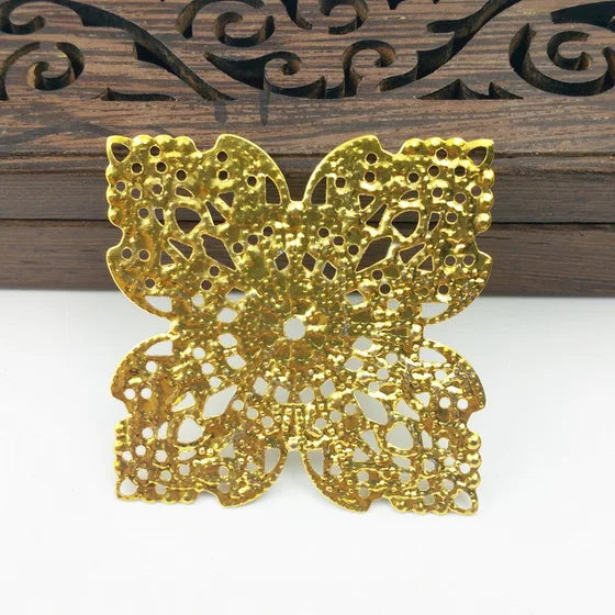 20pcs 41mm Filigree Square Metal Charms for DIY Jewelry Crafts
