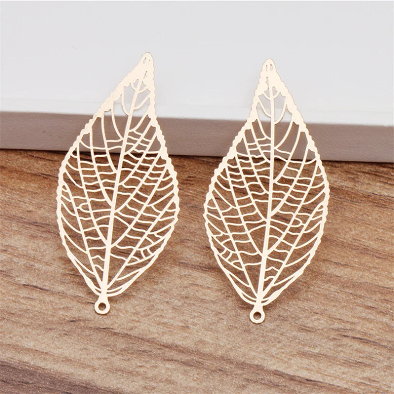 20pcs Gold/Silver Leaf Charms for DIY Necklace 43x20mm