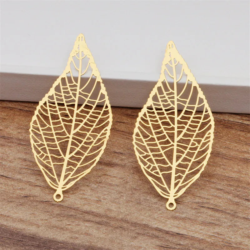 20pcs Gold/Silver Leaf Charms for DIY Necklace 43x20mm