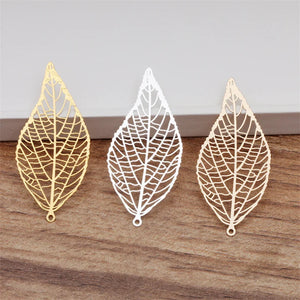 20pcs Gold/Silver Leaf Charms for DIY Necklace 43x20mm