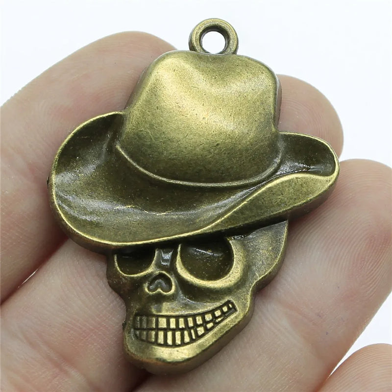 20pcs 44x35mm Charm Hat Skull Antique Bronze Alloy DIY Jewelry Making