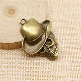 20pcs 44x35mm Charm Hat Skull Antique Bronze Alloy DIY Jewelry Making