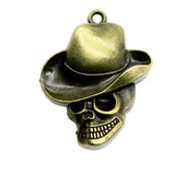 20pcs 44x35mm Charm Hat Skull Antique Bronze Alloy DIY Jewelry Making
