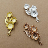 20pcs 47*25MM Metal Flowers Branches Pendant for Jewelry Making
