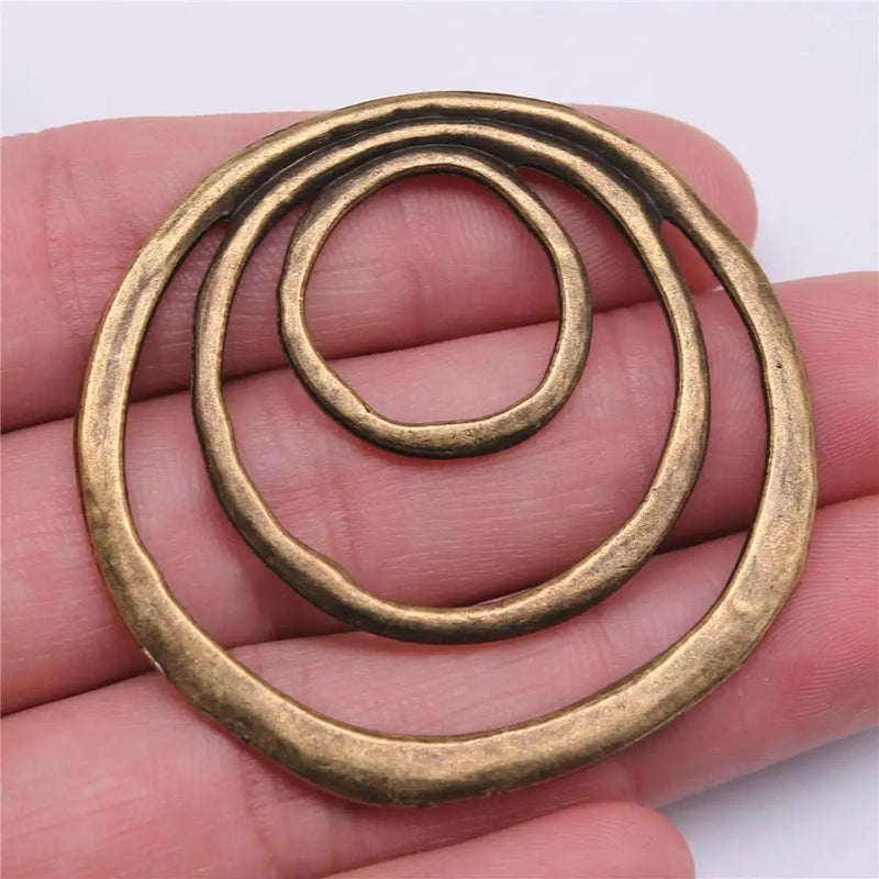 20pcs 49x51mm 3-Layer Circles Charm Pendant Jewelry Making Antique Bronze Silver