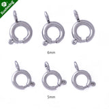 20pcs 5-6mm Stainless Steel Spring Clasps Silver Plated Lobster Clasps
