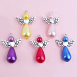 20pcs Fairy Angel Wing Charms Pearl Teardrop Dangle Pendants DIY Jewelry Making