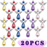 20pcs Fairy Angel Wing Charms Pearl Teardrop Dangle Pendants DIY Jewelry Making