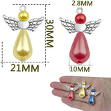 20pcs Fairy Angel Wing Charms Pearl Teardrop Dangle Pendants DIY Jewelry Making