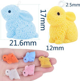 20pcs 5 Colors Resin Rabbit Charms for DIY Jewelry Making