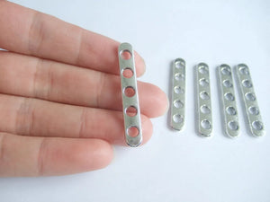 20pcs 5 Holes Flat Separator Bar Jewelry Findings 40mm Long