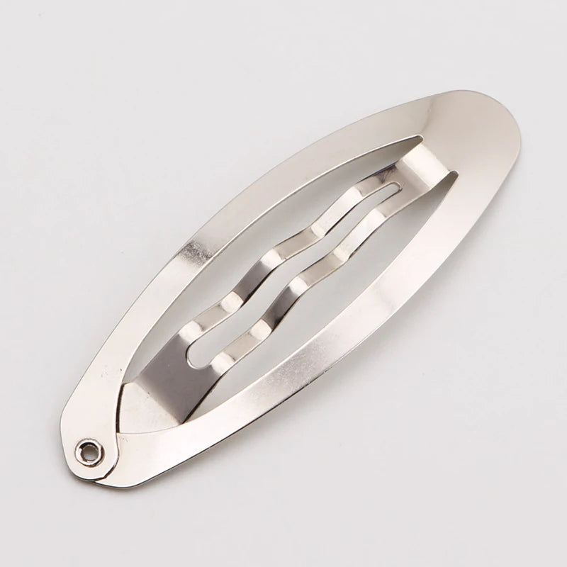 20pcs Metal Blank Oval Snap Hair Clips Hairpins DIY Jewelry Making