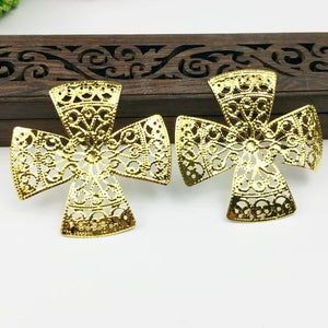 20pcs 51mm Metal Hair Accessory settings with Flower Pattern for Cosplay