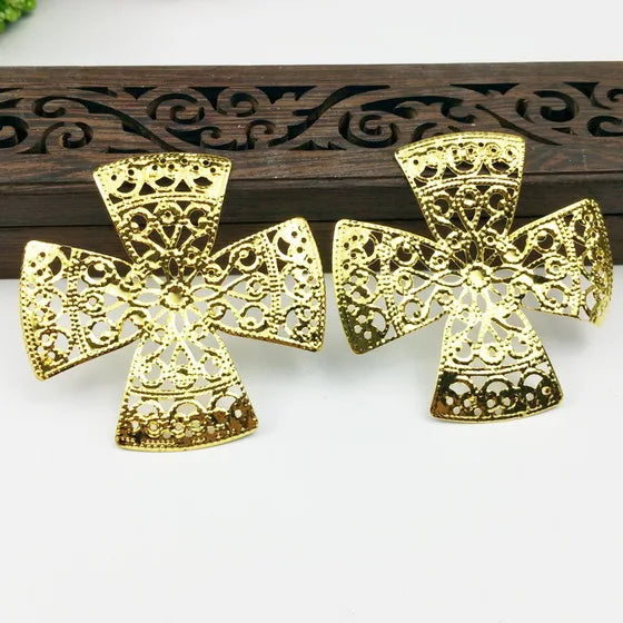 20pcs 51mm Metal Hair Accessory settings with Flower Pattern for Cosplay