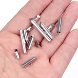 20pcs 6-40mm Stainless Steel Slide On Clasp Tubes Slider End Caps Crimp Tube