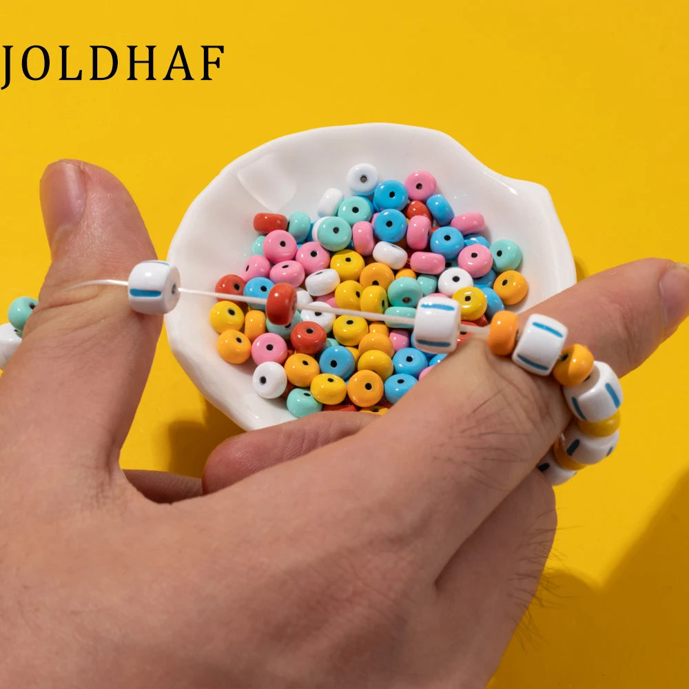 20pcs 6MM Enamel Beads Rondelle Shape Colorful Spacer for Bracelet