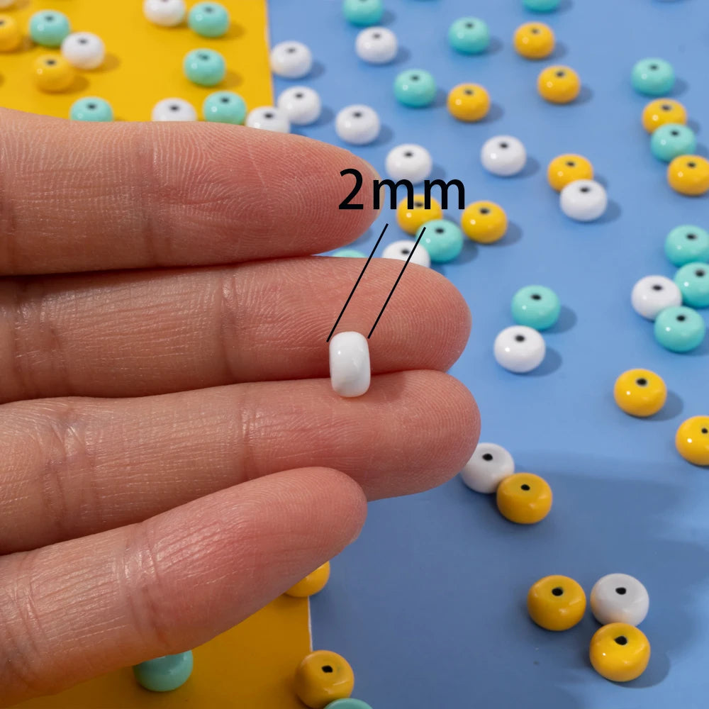 20pcs 6MM Enamel Beads Rondelle Shape Colorful Spacer for Bracelet