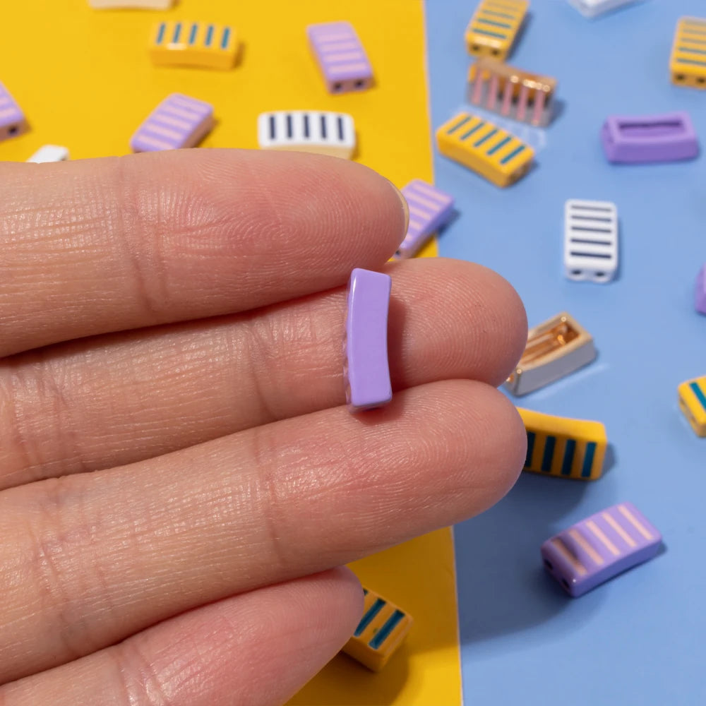 20pcs 6X12MM Enamel Rectangle Crooked Beads for Bracelets Making DIY Jewelry