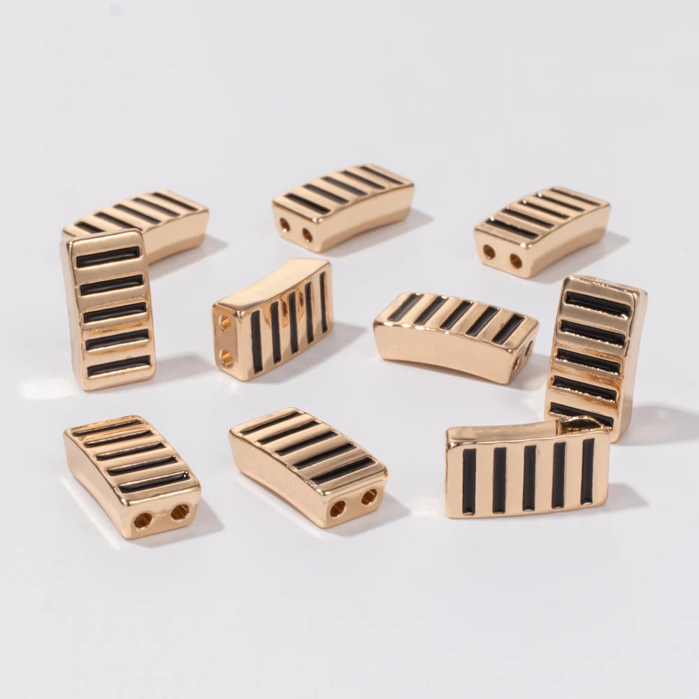 20pcs 6X12MM Enamel Rectangle Crooked Beads for Bracelets Making DIY Jewelry