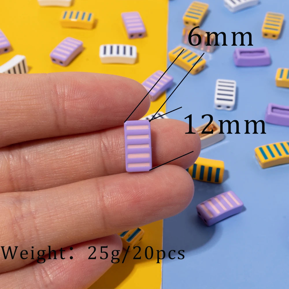20pcs 6X12MM Enamel Rectangle Crooked Beads for Bracelets Making DIY Jewelry