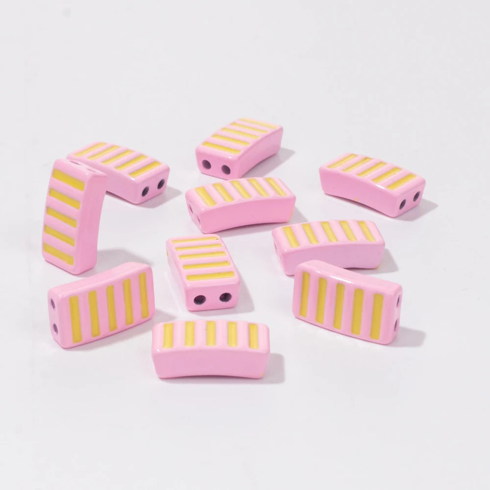 20pcs 6X12MM Enamel Rectangle Crooked Beads for Bracelets Making DIY Jewelry